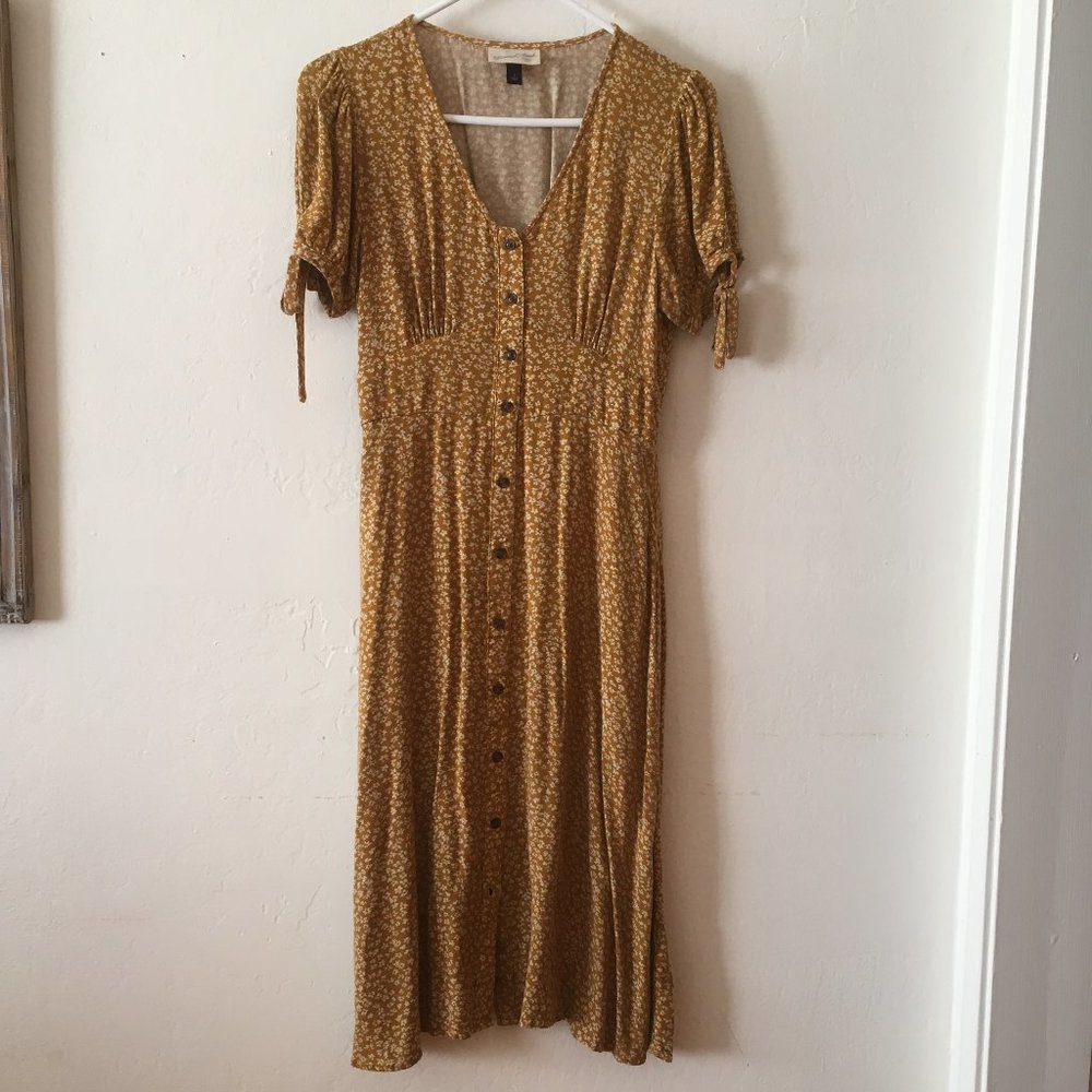 Sweet Yellow Floral Print Dress